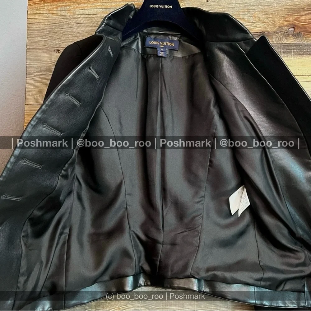 LOUIS VUITTON Ready-to-Wear Black Military Vegan Leather Jacket, 💯AUTHENTIC - Picture 7 of 16